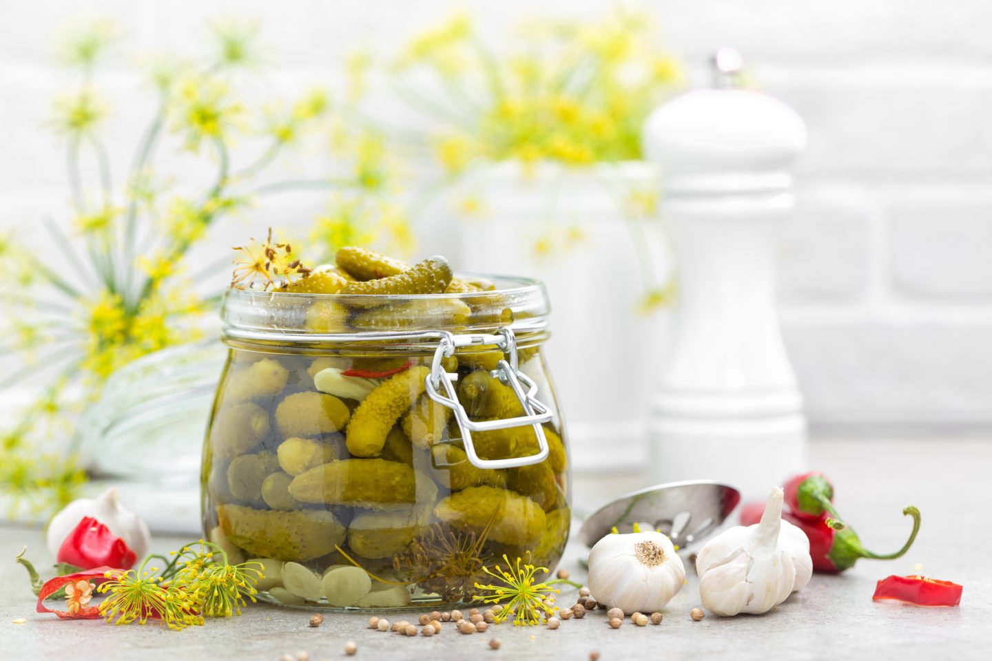 Pickled Gherkins Cucumbers In Jar