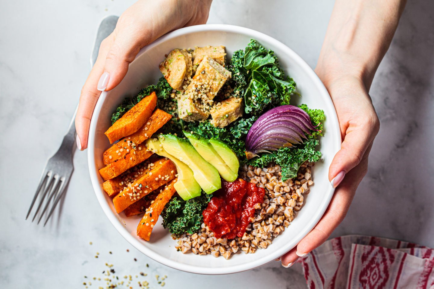 vegan-vegetarian-dish-in-white-bowl