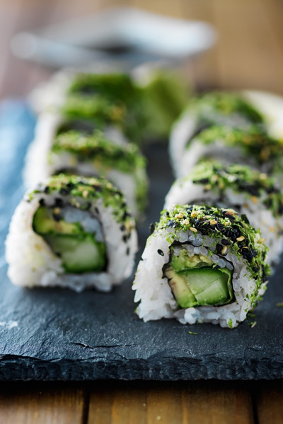 Kale and avocado sushi roll
