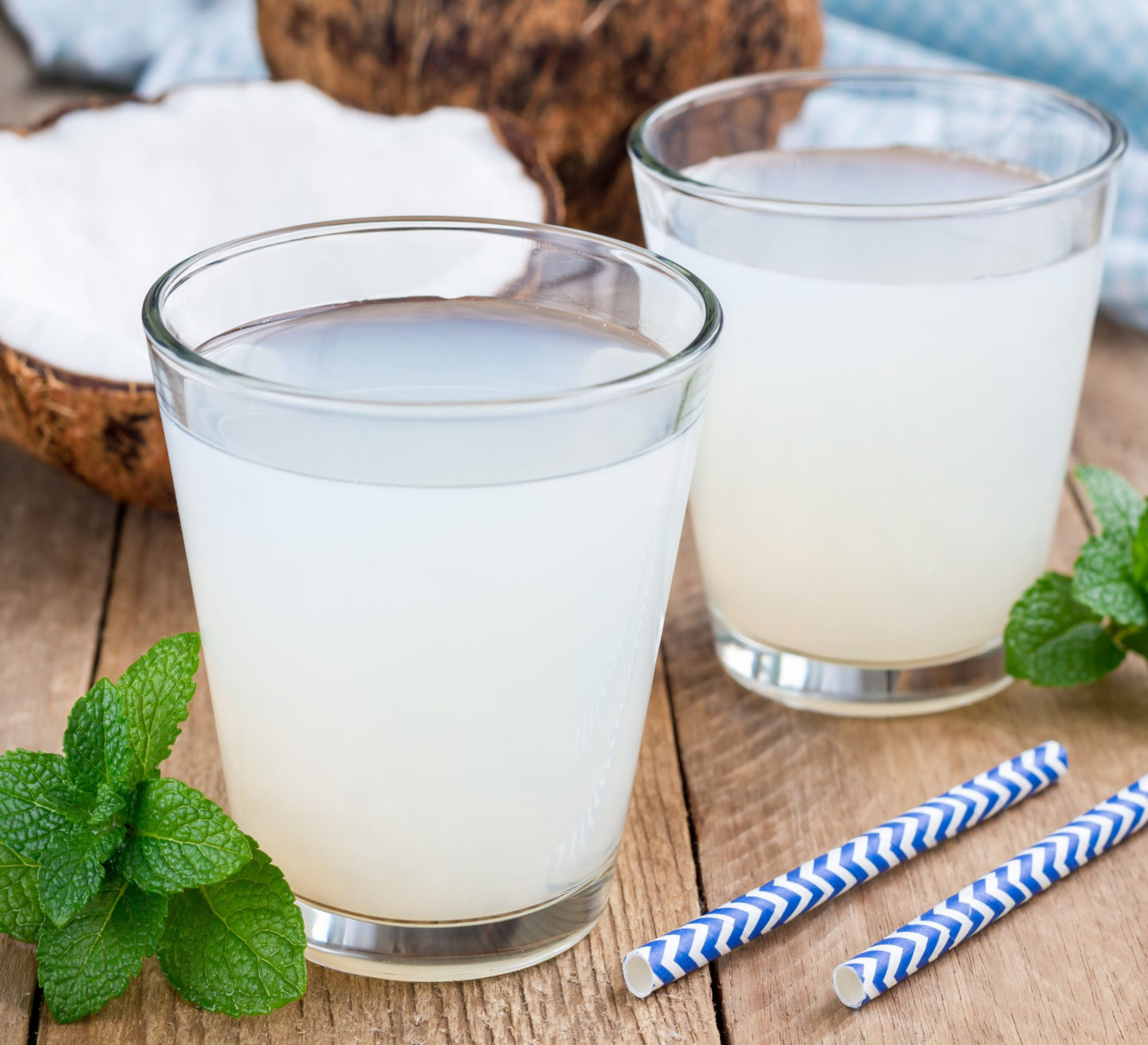 Coconut Water In Glasses