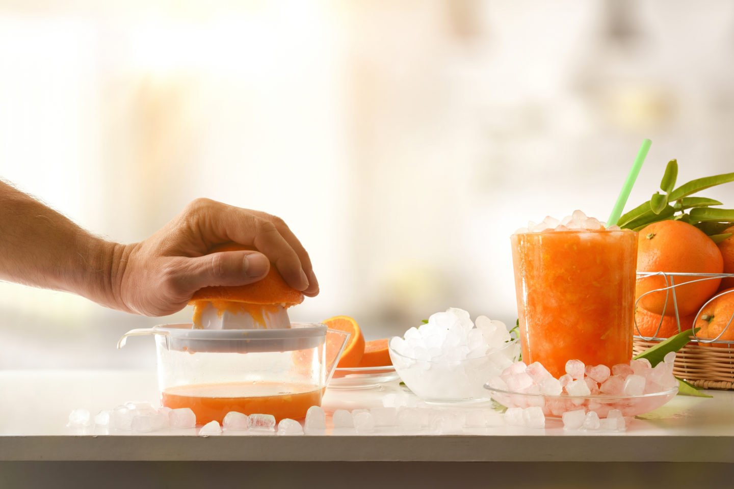 Frozen Orange Juice With Ice Cubes