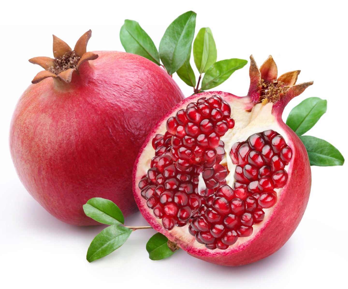 pomegranate half and whole fruit