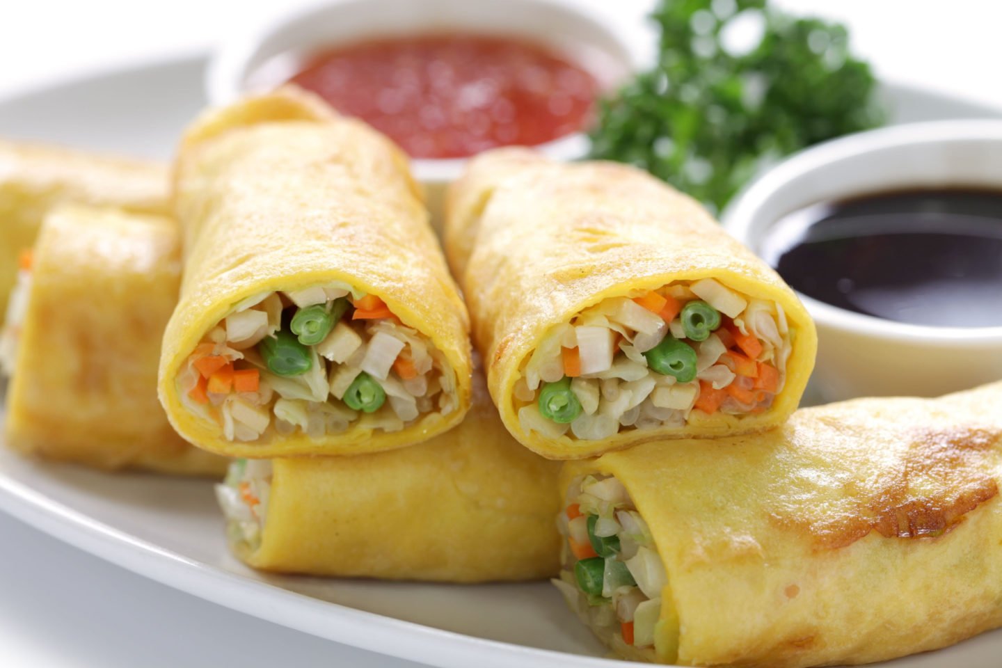 homemade egg rolls up close