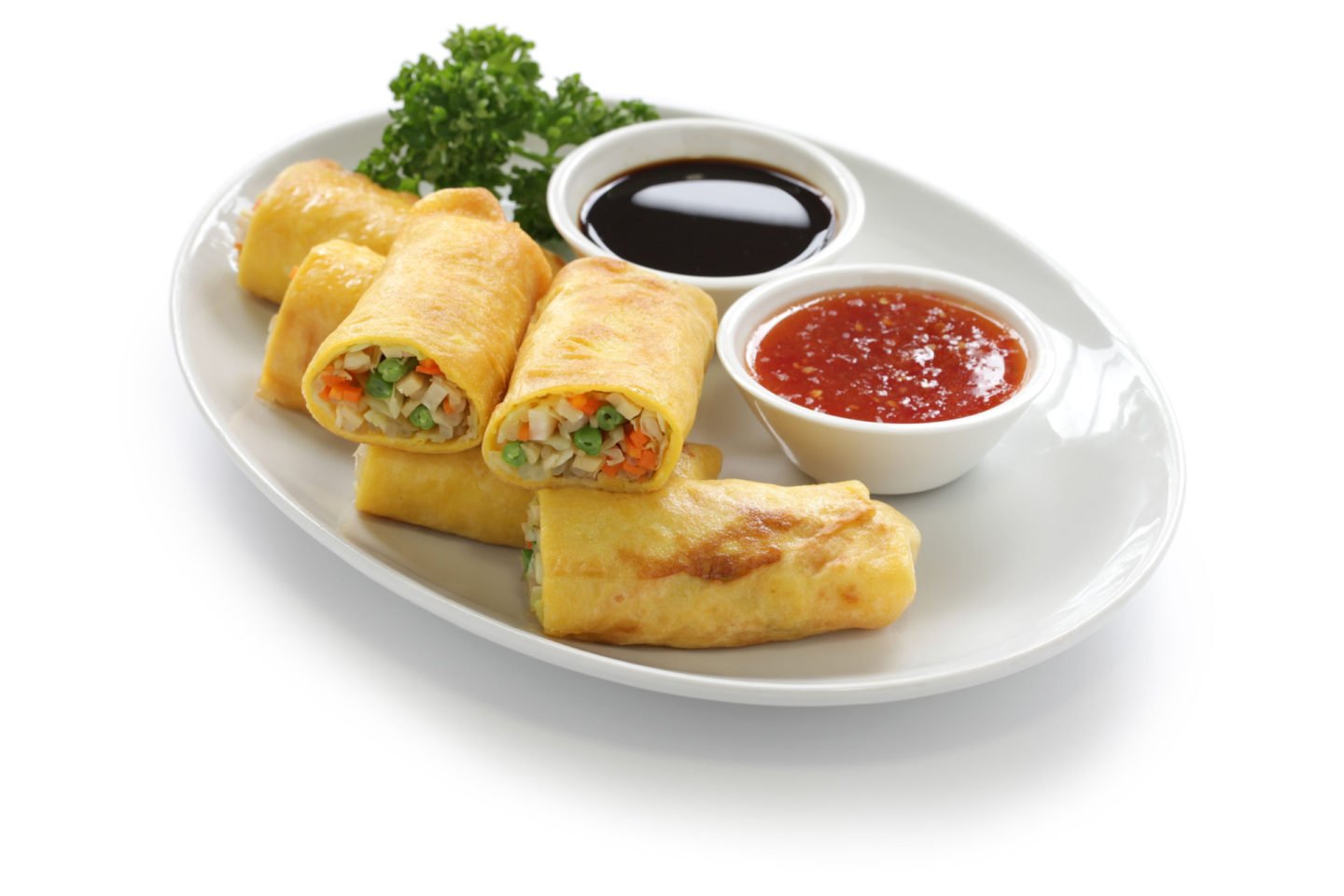 homemade egg rolls with dipping sauces