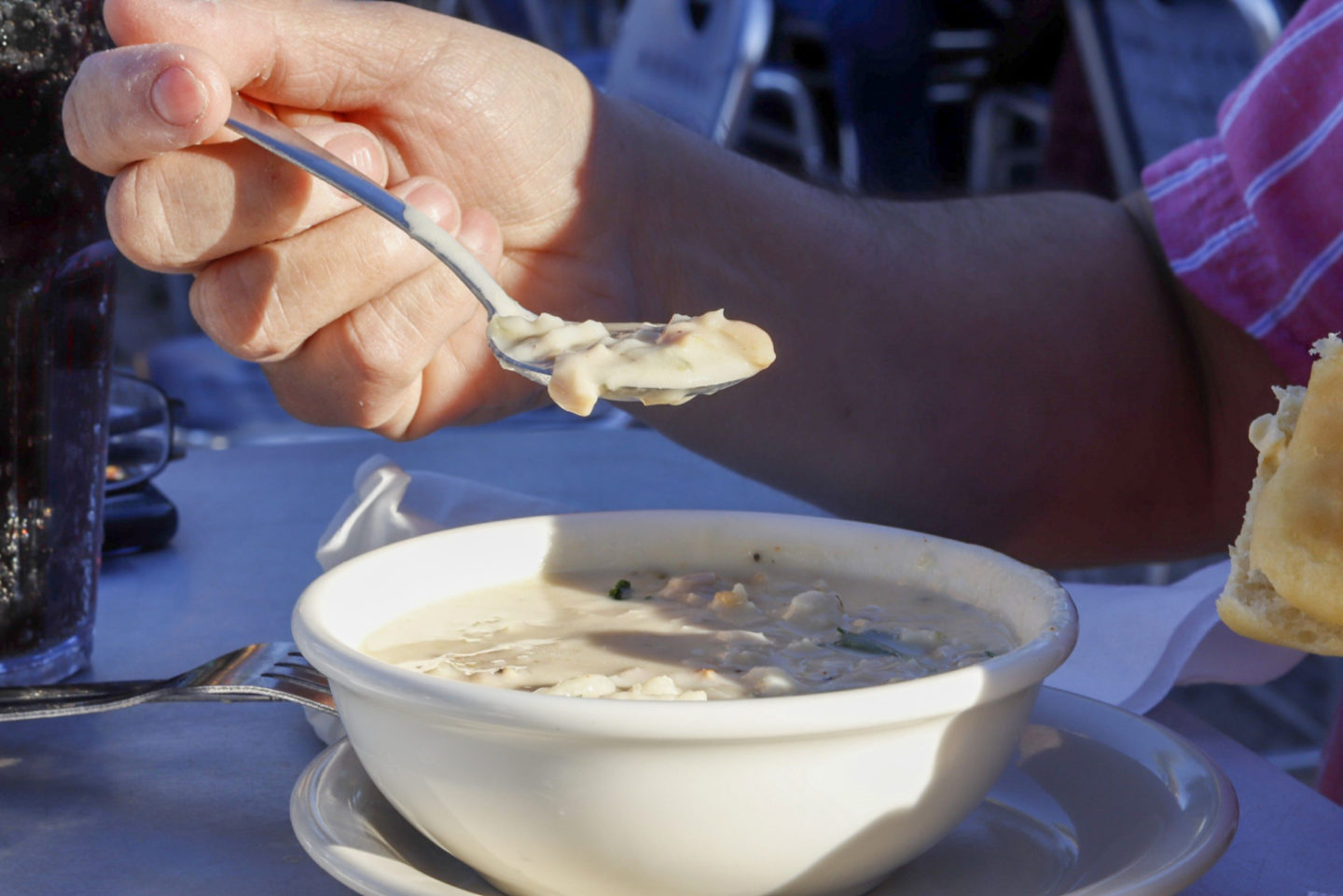 Man Eating Clam Chowder