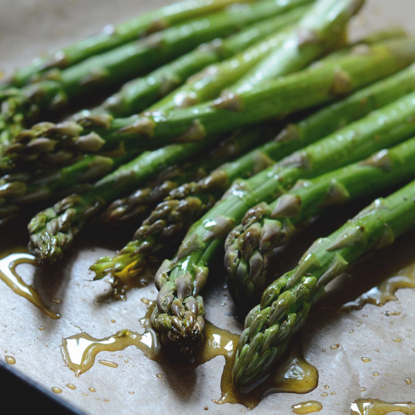 oven roasted asparagus drizzled with olive oil