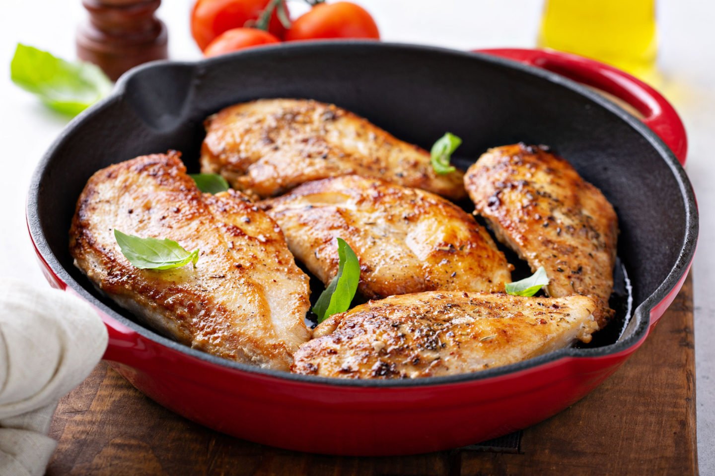 pan seared chicken breast in cast iron skillet