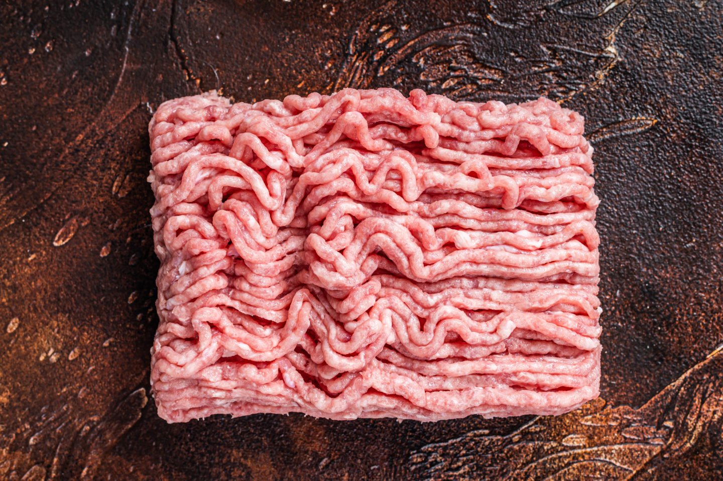 Raw Ground Turkey Meat On Brown Table