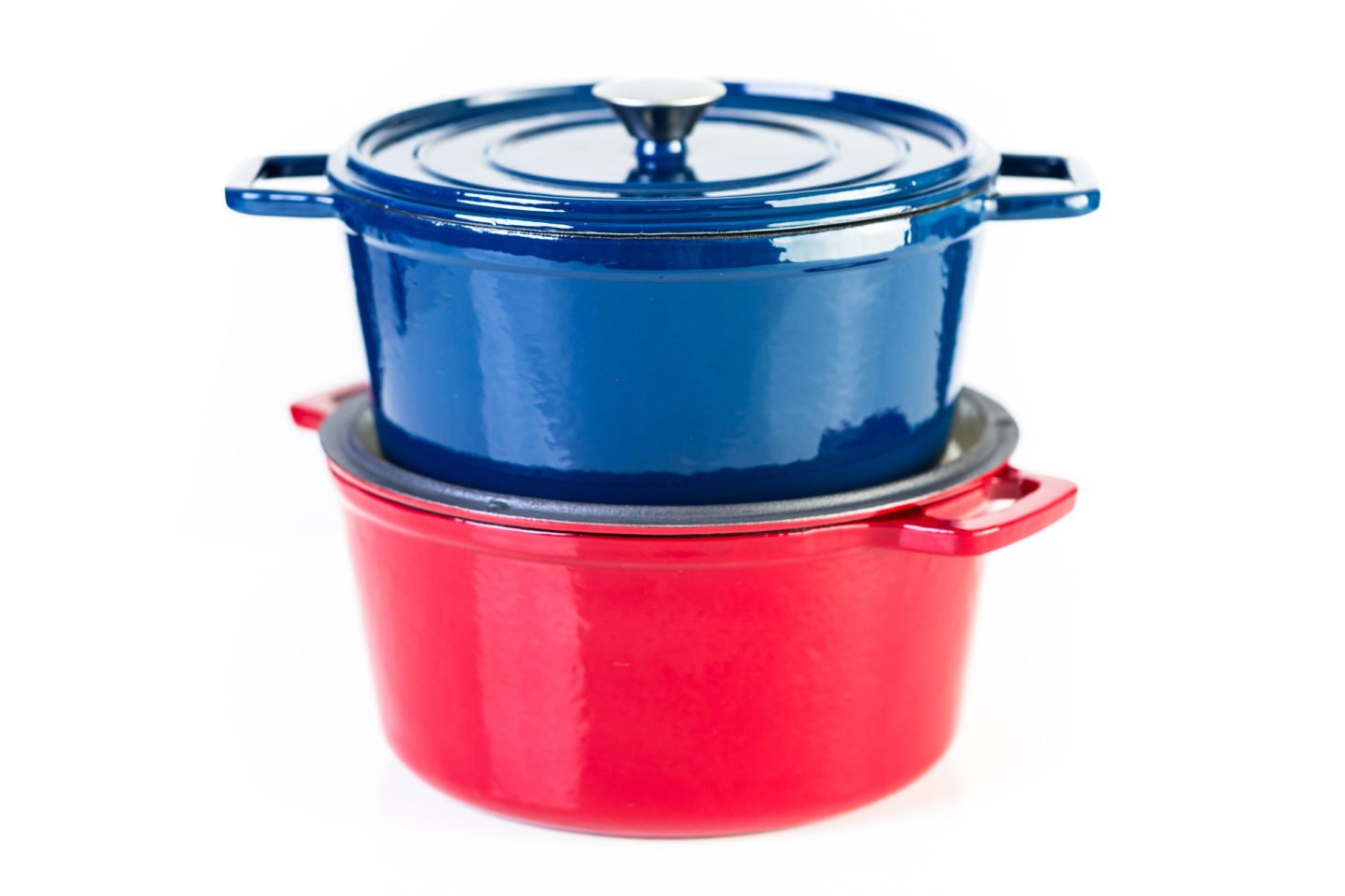 Red And Blue Cast Iron Dutch Ovens