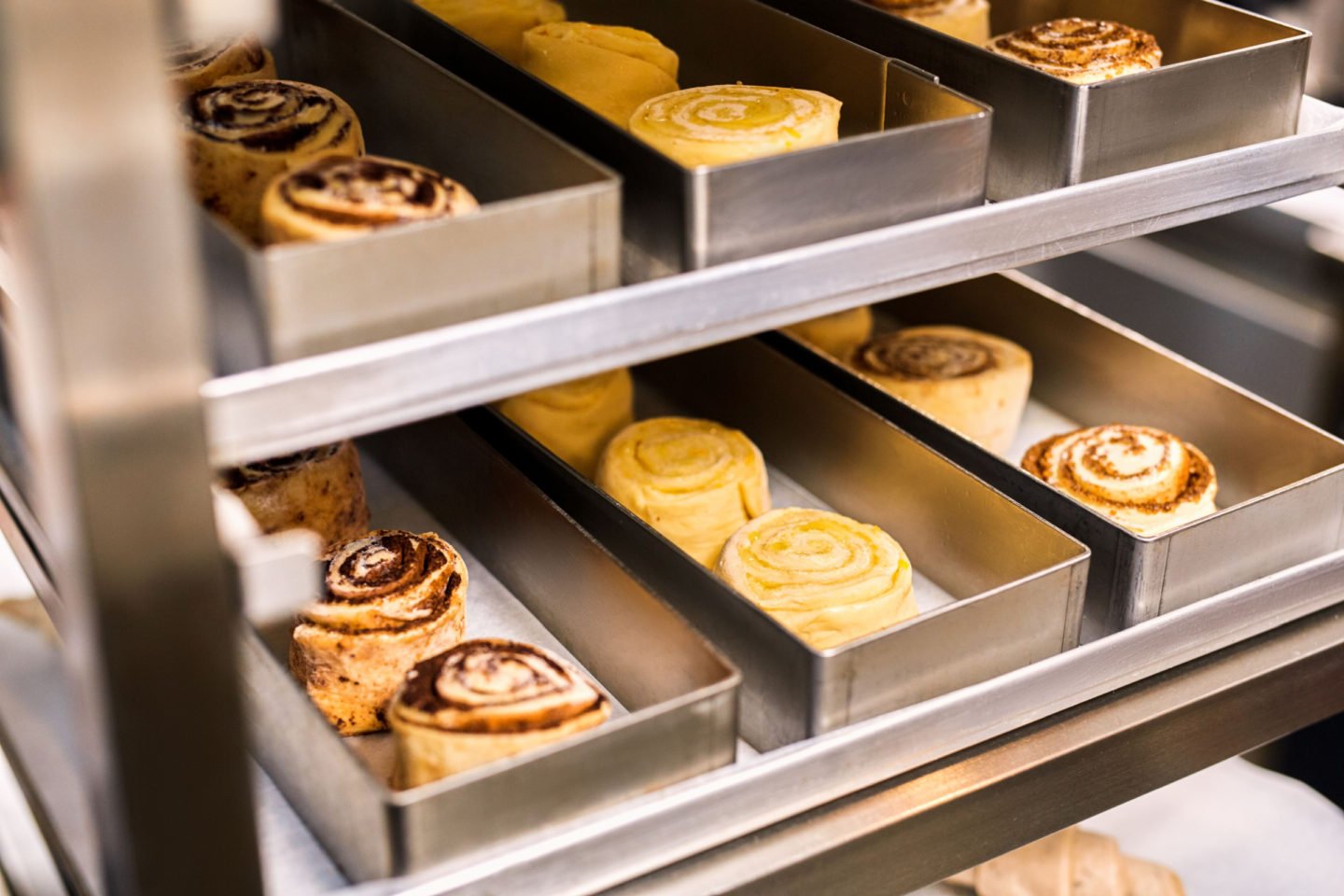 Assorted Cinnamon Rolls In Bakery 