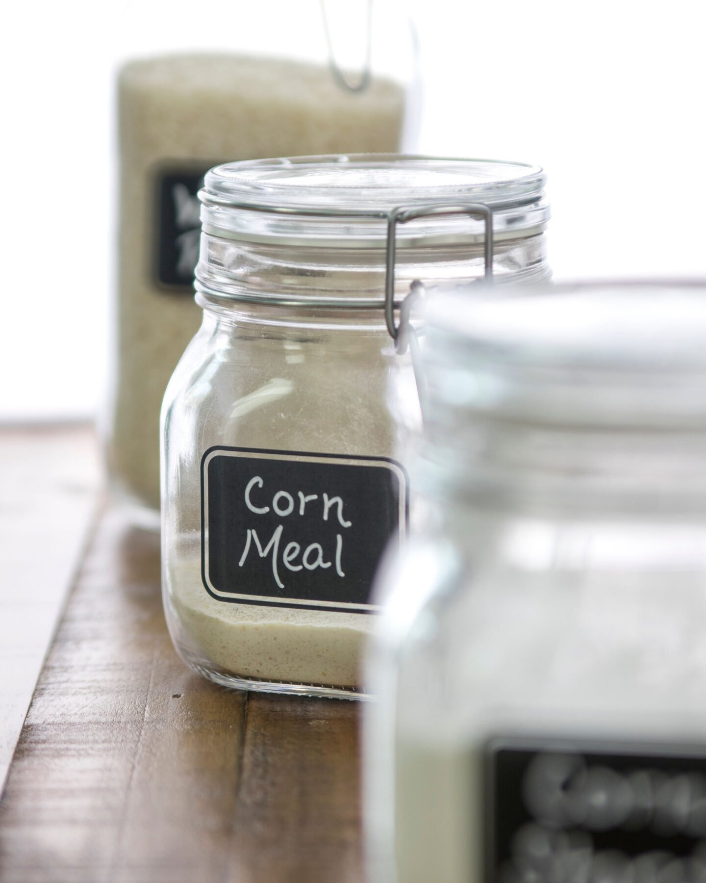 corn meal in jars