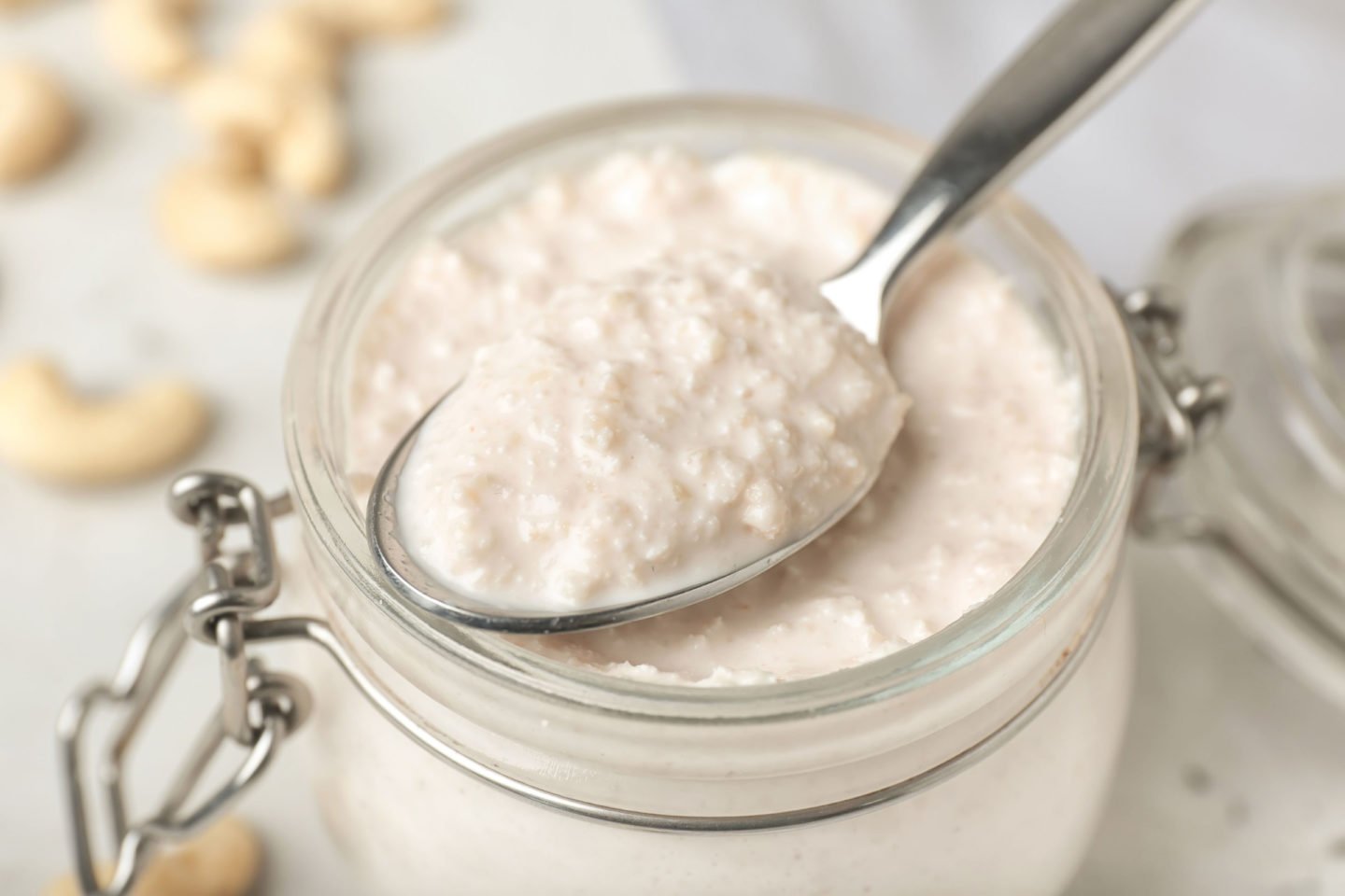 homemade sour cream in glass jar