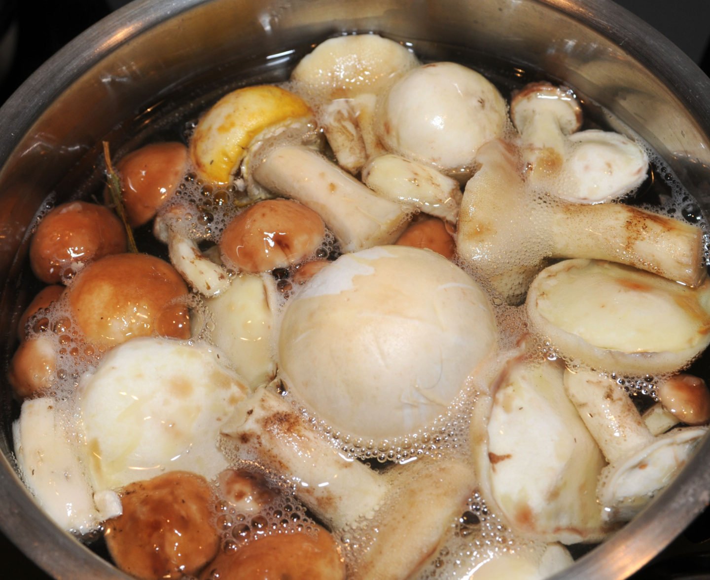 mushrooms boiled in pot