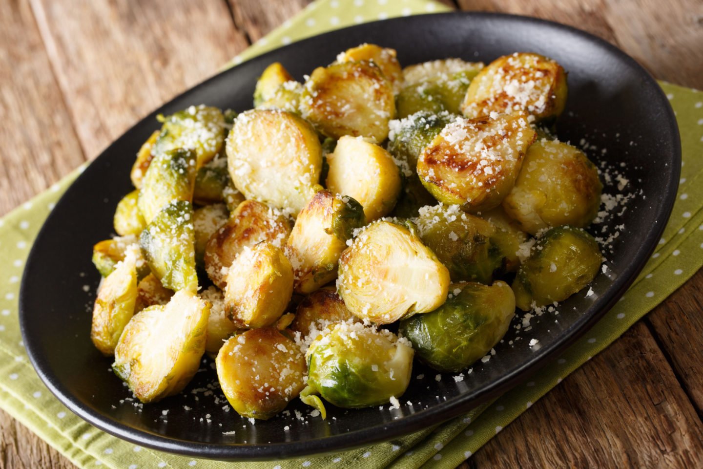 Roasted Brussels Sprouts With Garlic And Parmesan Cheese