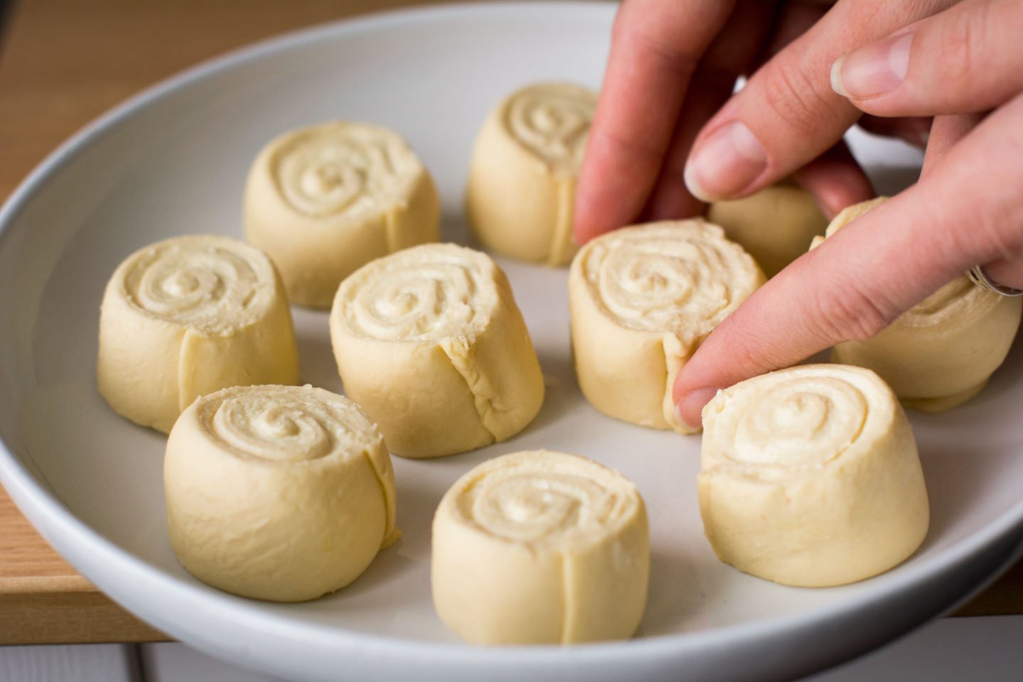 rolling the cinnamon dough