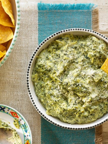 Spinach Artichoke Dip With Tortilla Chips 360x480