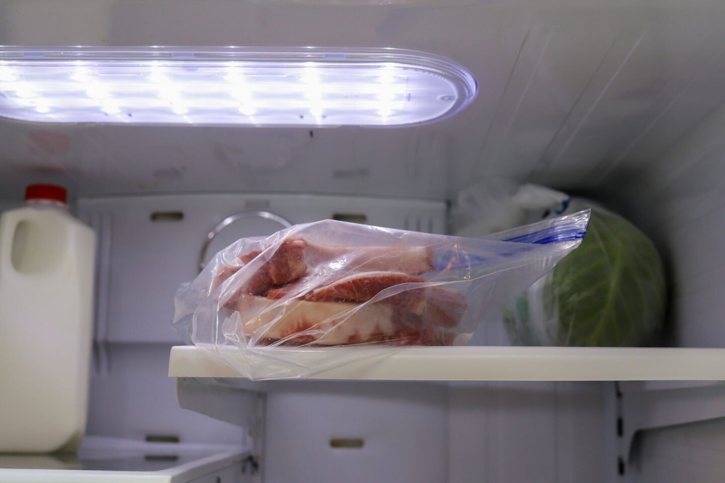 bag of pork chops in the fridge