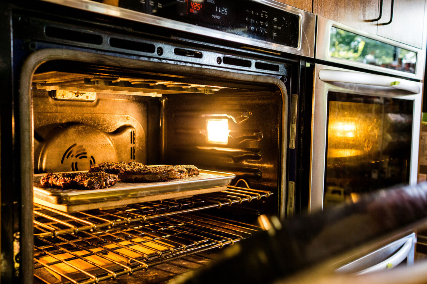 broiling peppercorn steak in the oven