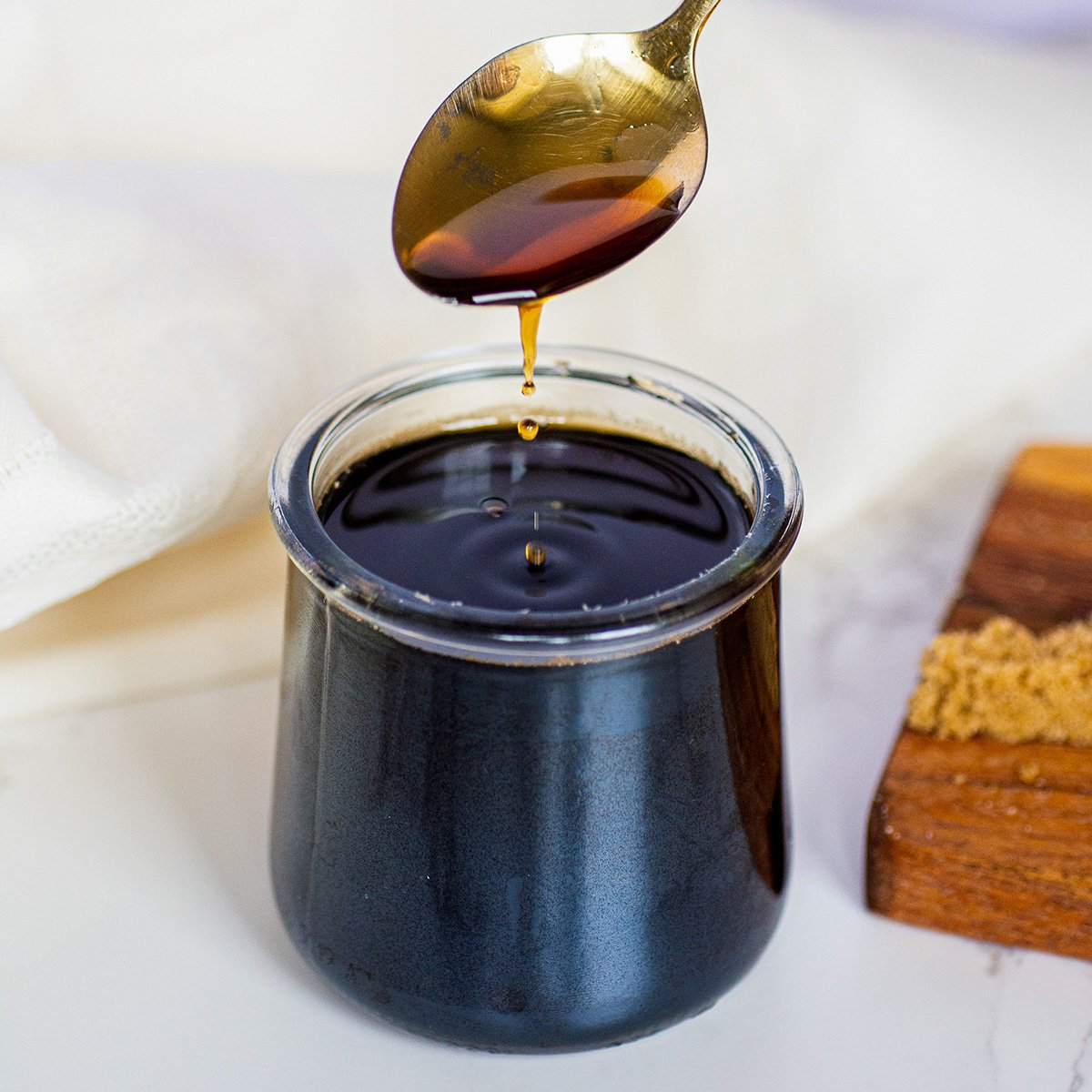 brown sugar syrup in a small jar