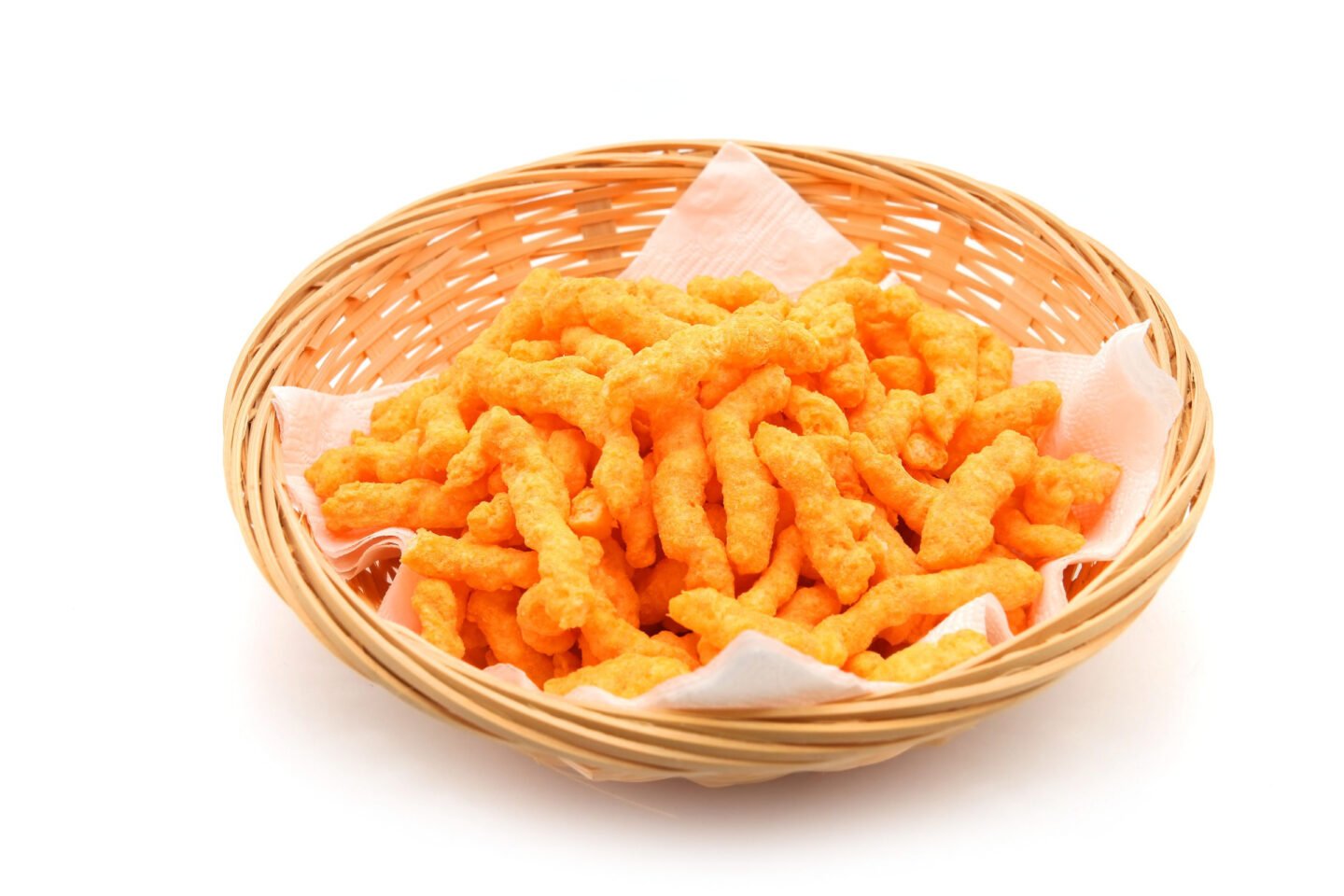 cheese flavored snacks cheetos in a basket