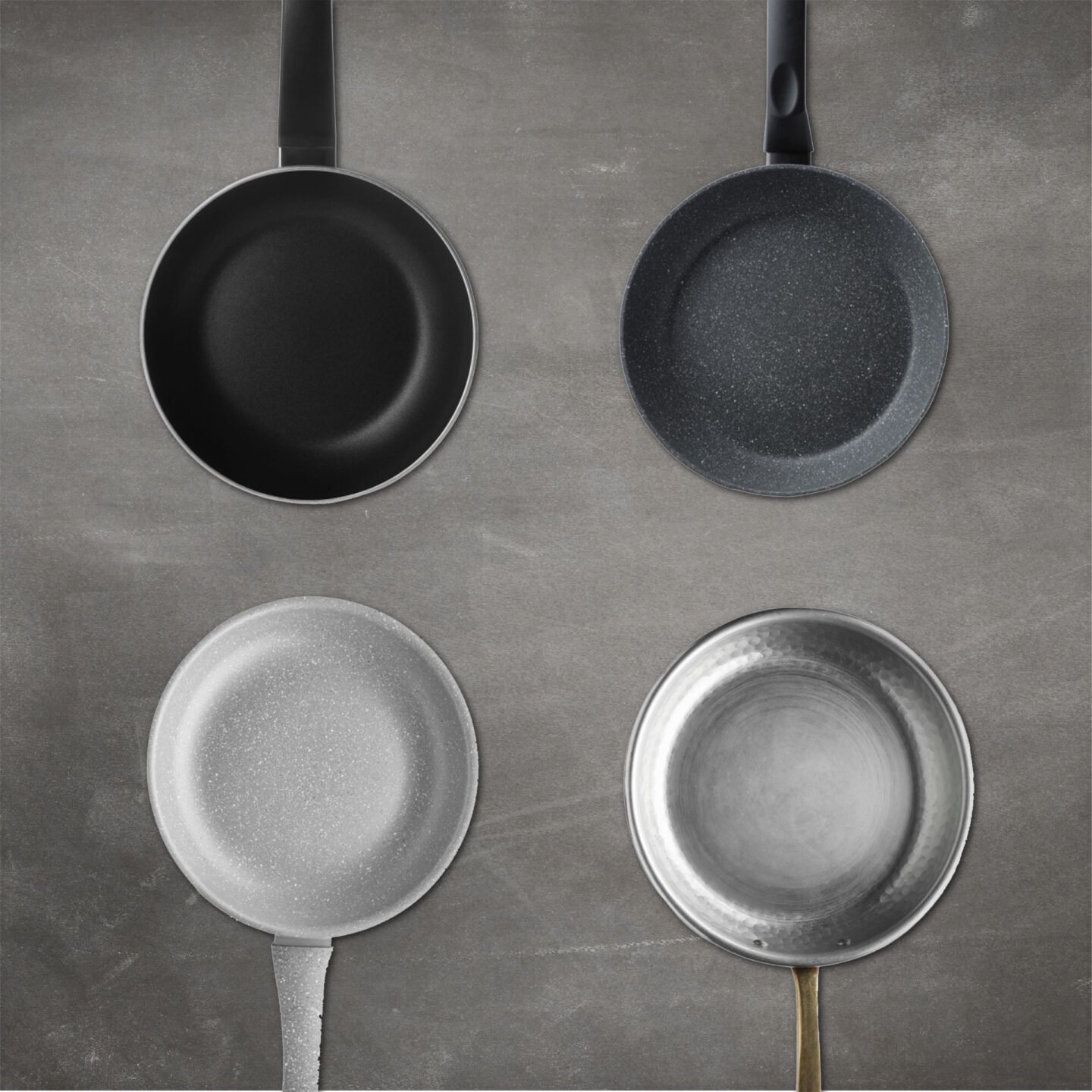 different types of pans black background
