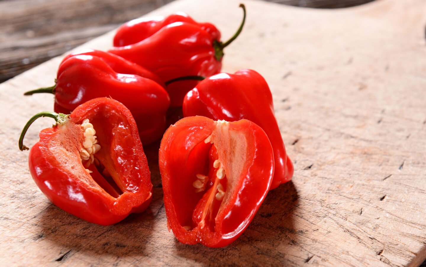 fresh habanero peppers on the table