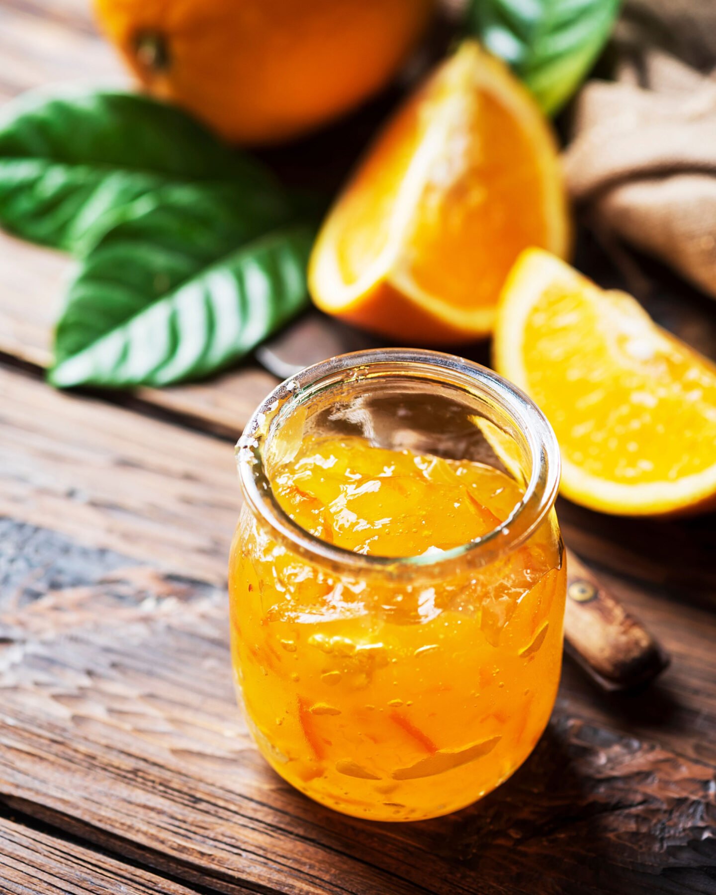 homemade orange marmalade with orange rinds