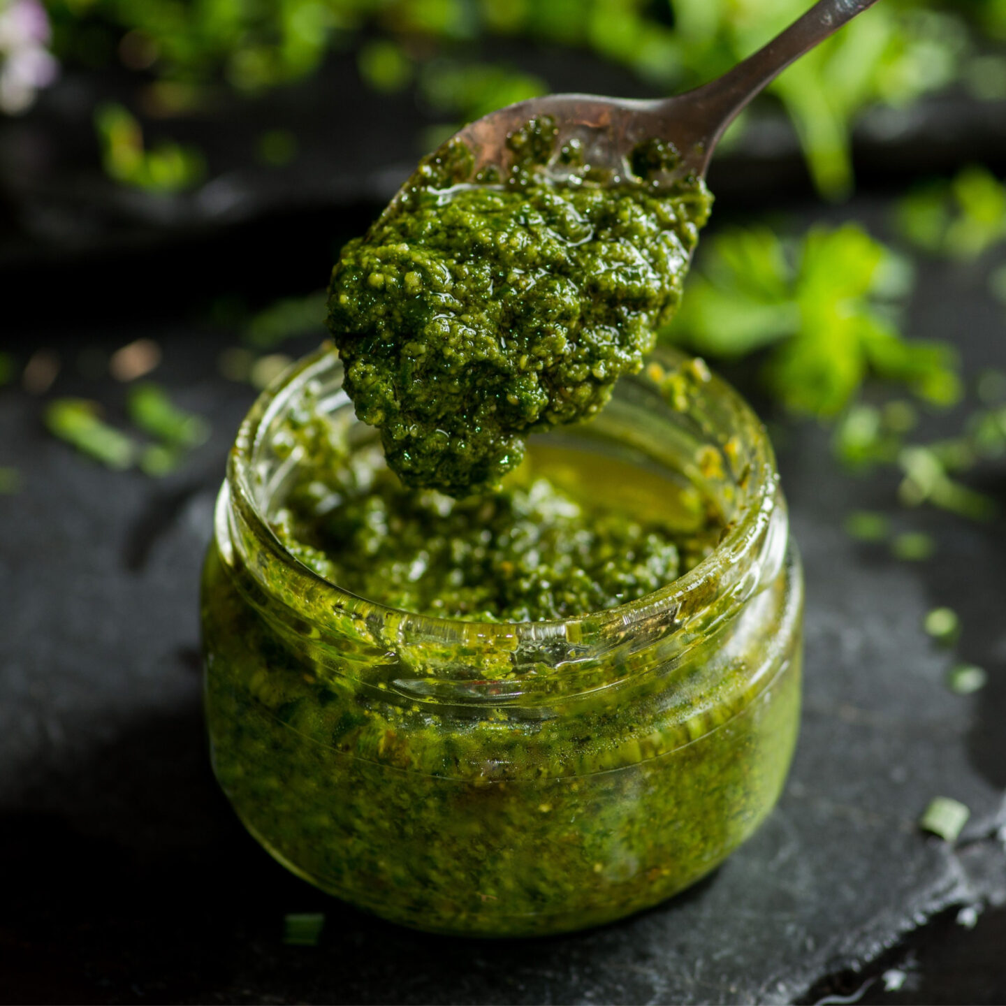 pesto sauce in a jar