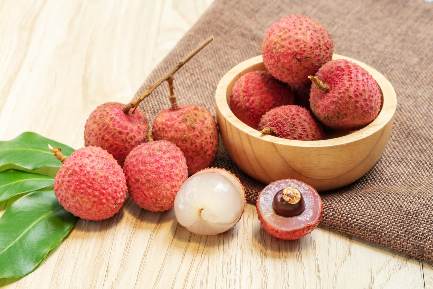 ripe lychee fruits