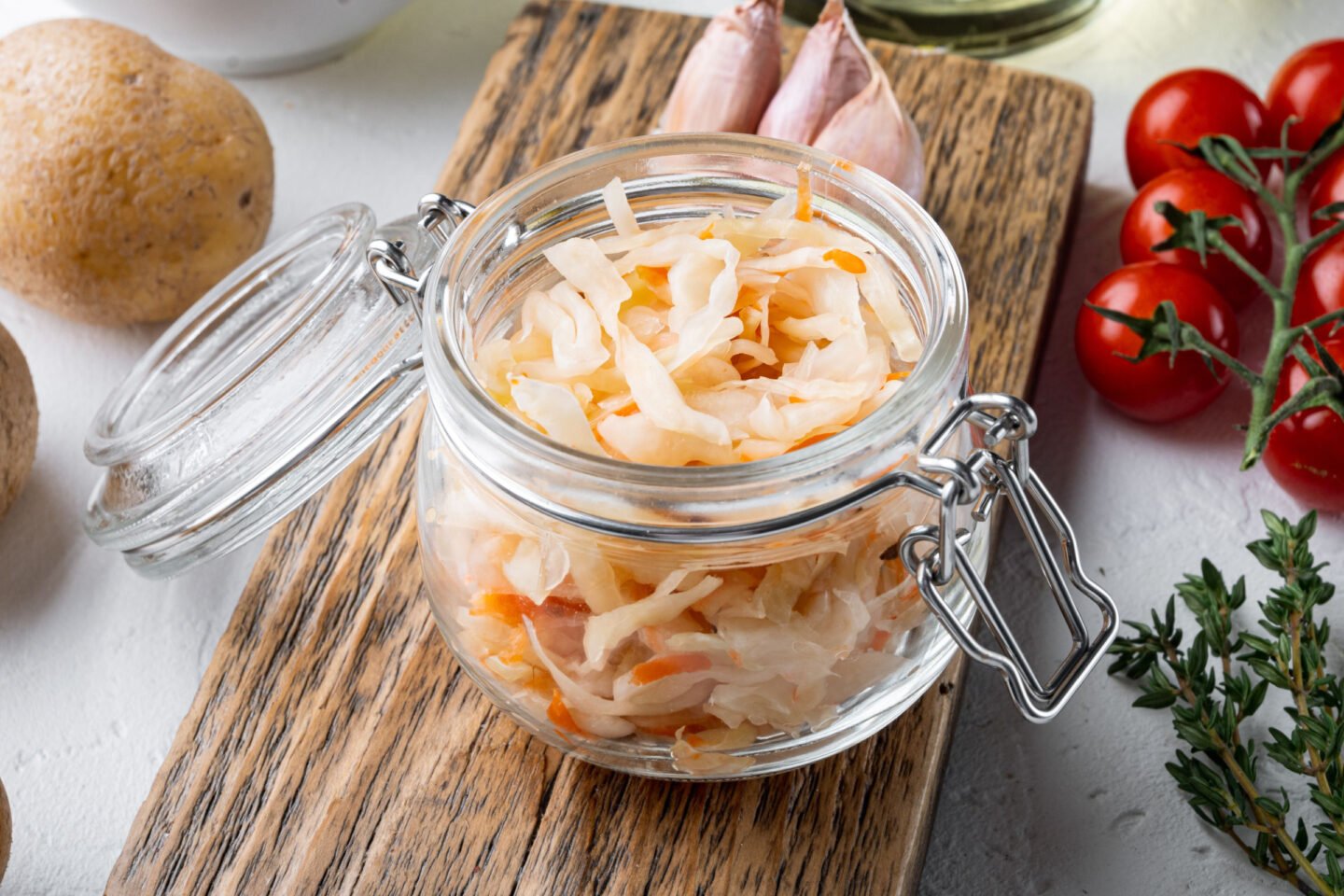 sauerkraut stored in a mason jar