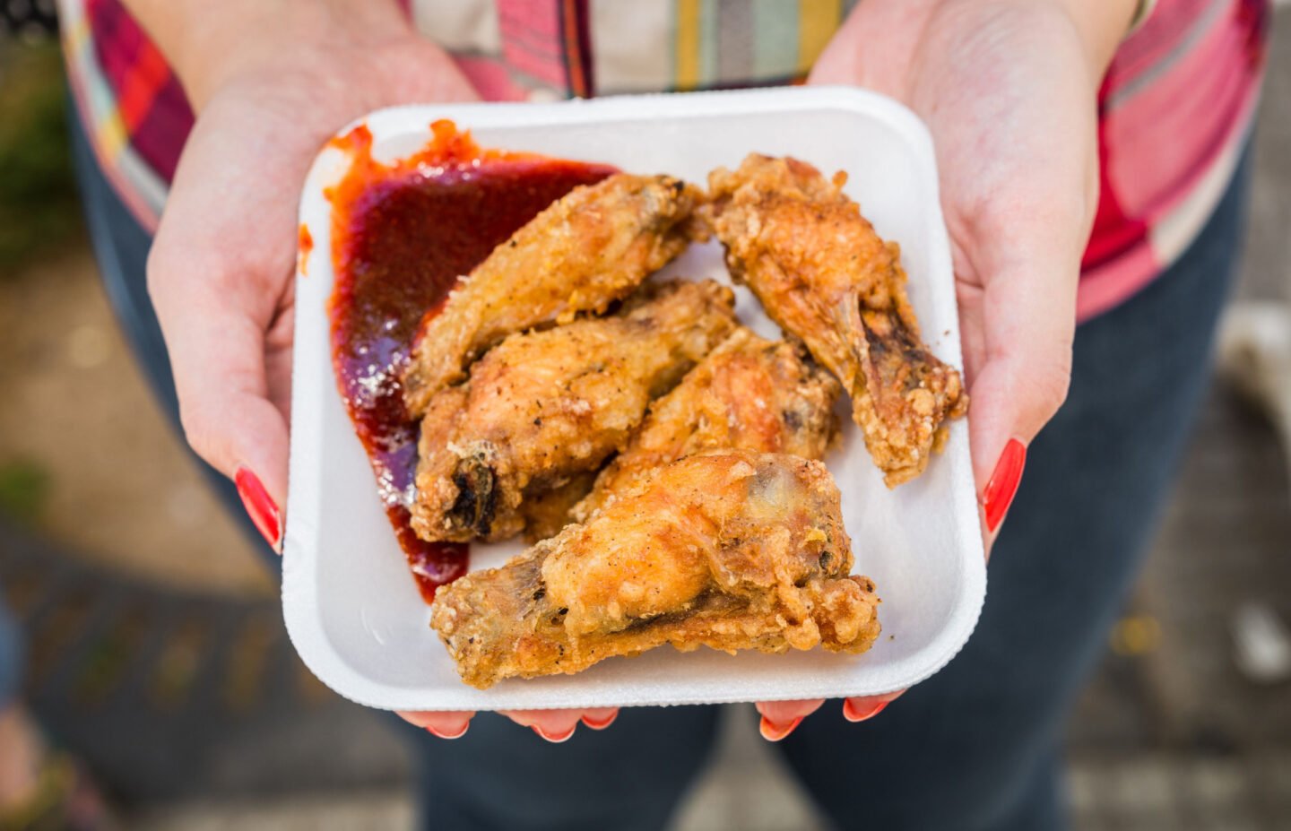 spicy fried chicken with sweet gochujang sauce