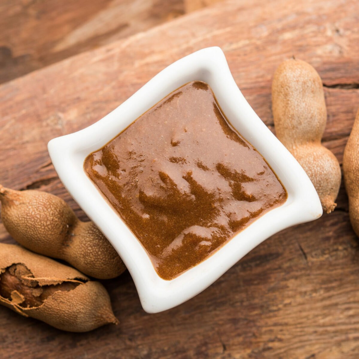 tamarind paste in white bowl