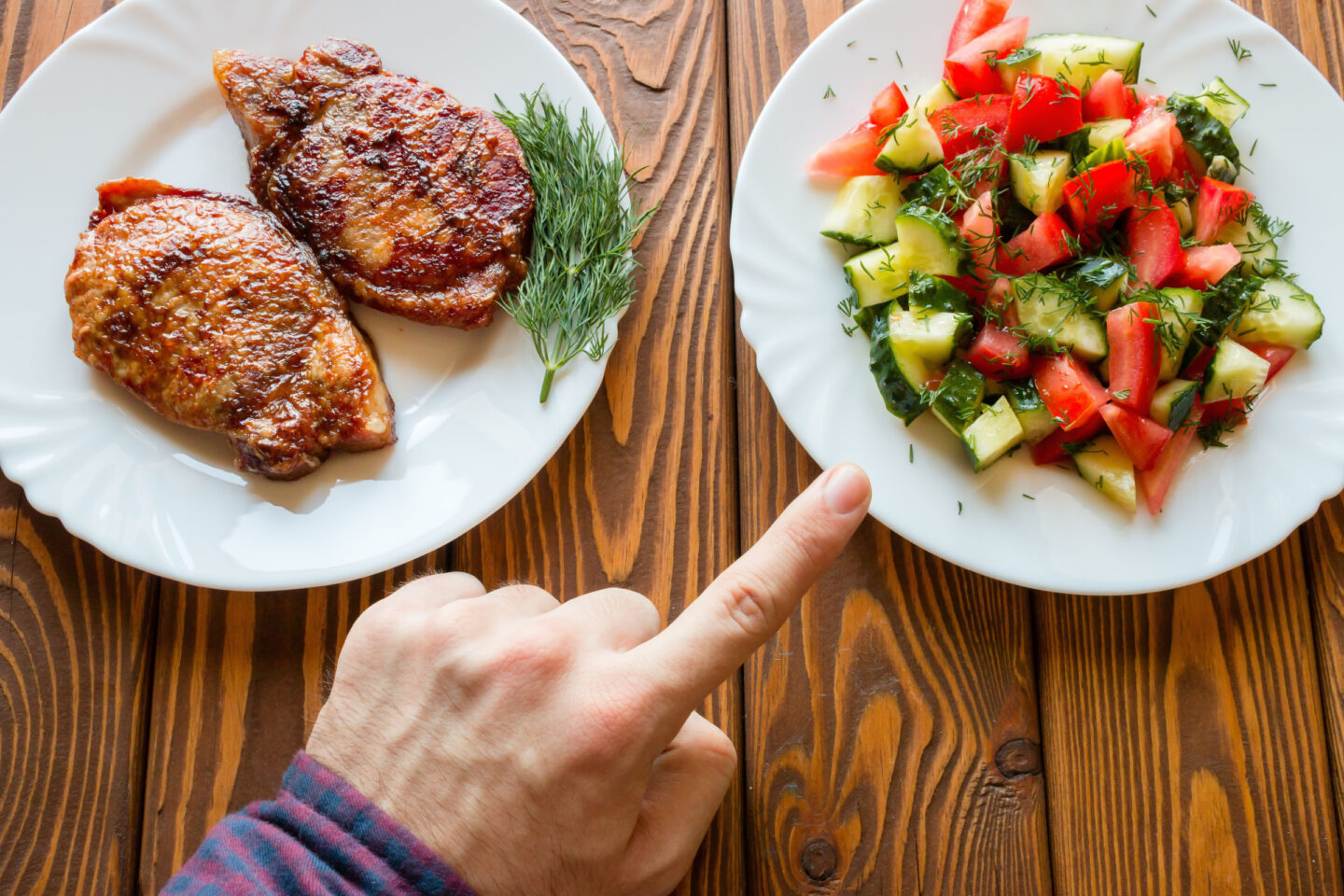 vegetarian chooses salad over meat
