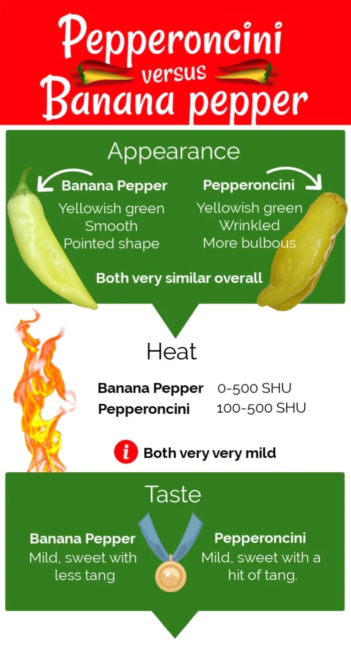 Pepperoncini vs Banana Pepper Infographic