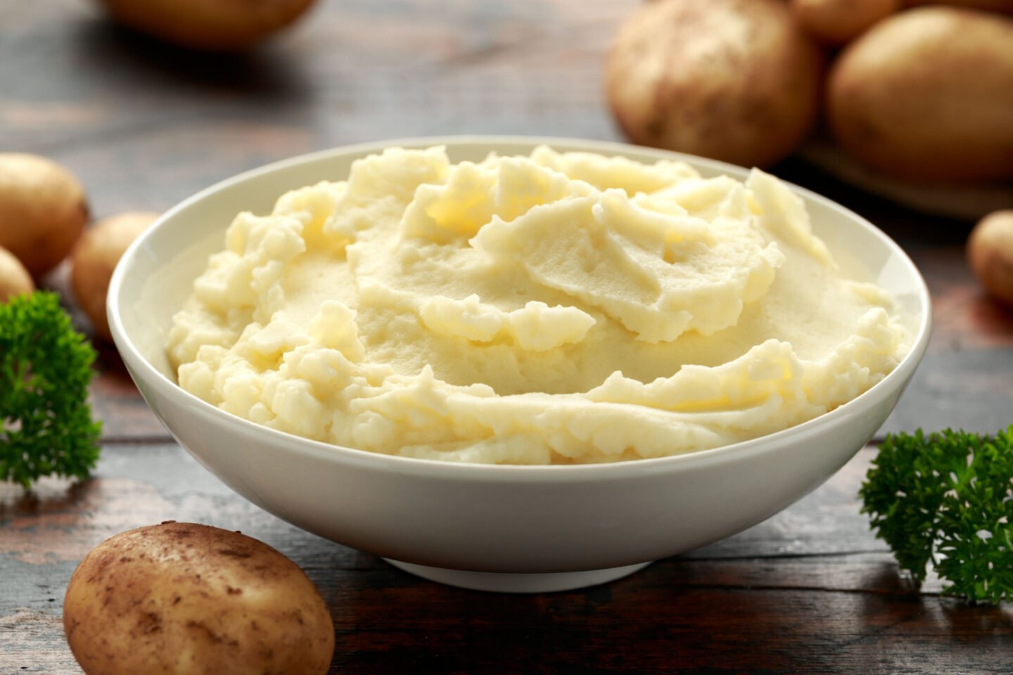 a bowl of mashed potatoes