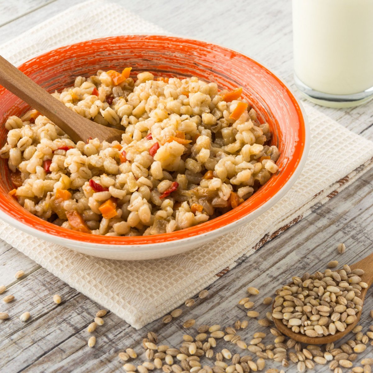 barley porridge with barley grains and milk