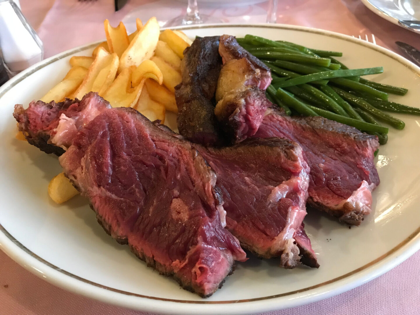 blue rare steak with veggies