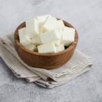 bowl of indian paneer cubes