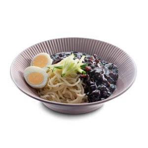 bowl of jjajangmyeon noodles with black bean sauce