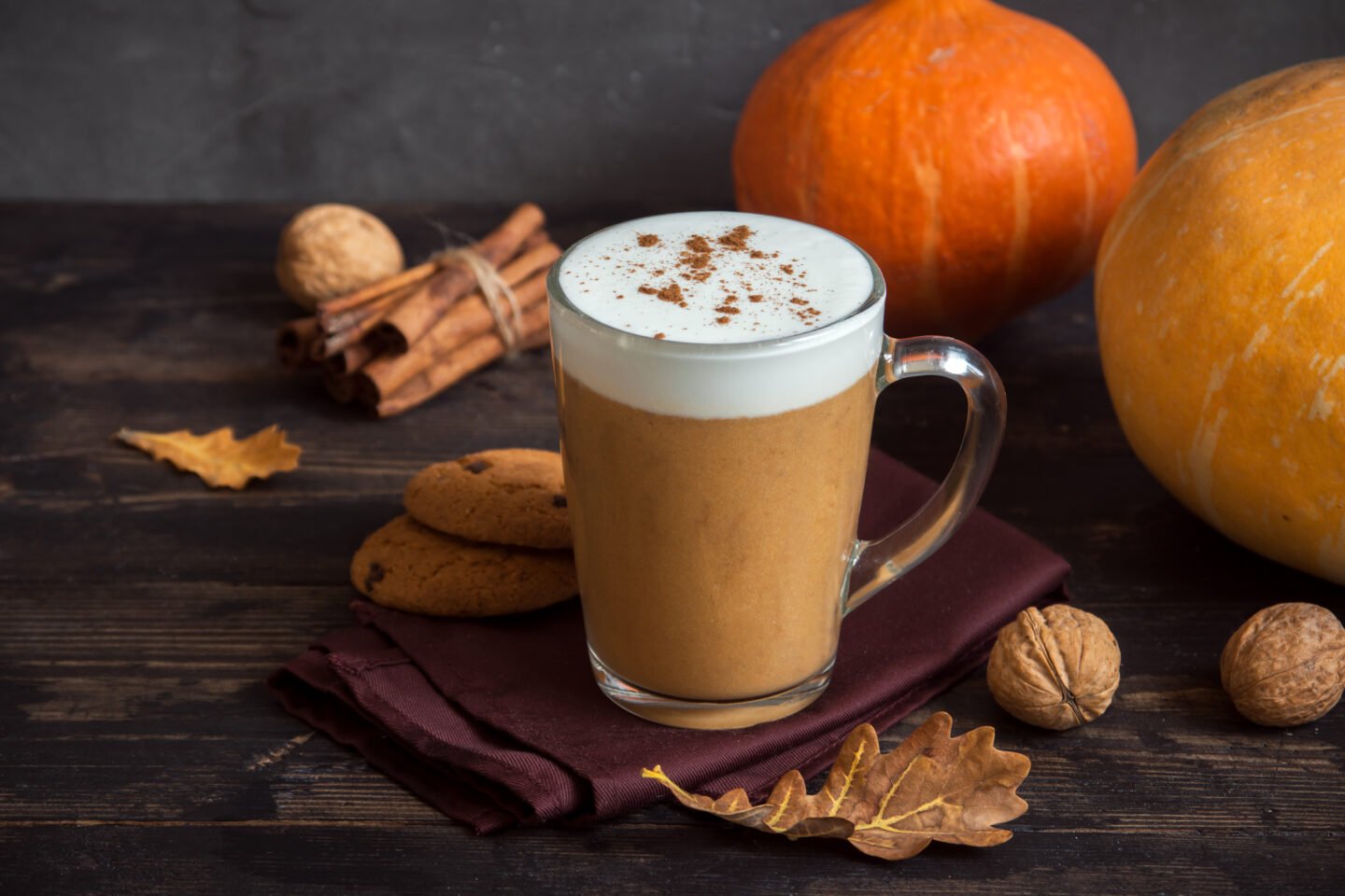 Pumpkin,Spice,Latte.,Cup,Of,Latte,With,Seasonal,Autumn,Spices,
