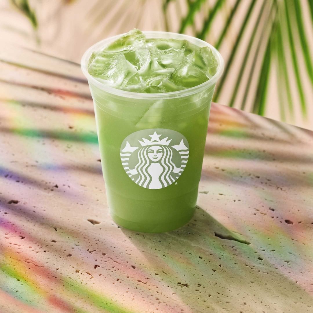 cup of starbucks iced matcha tea latte