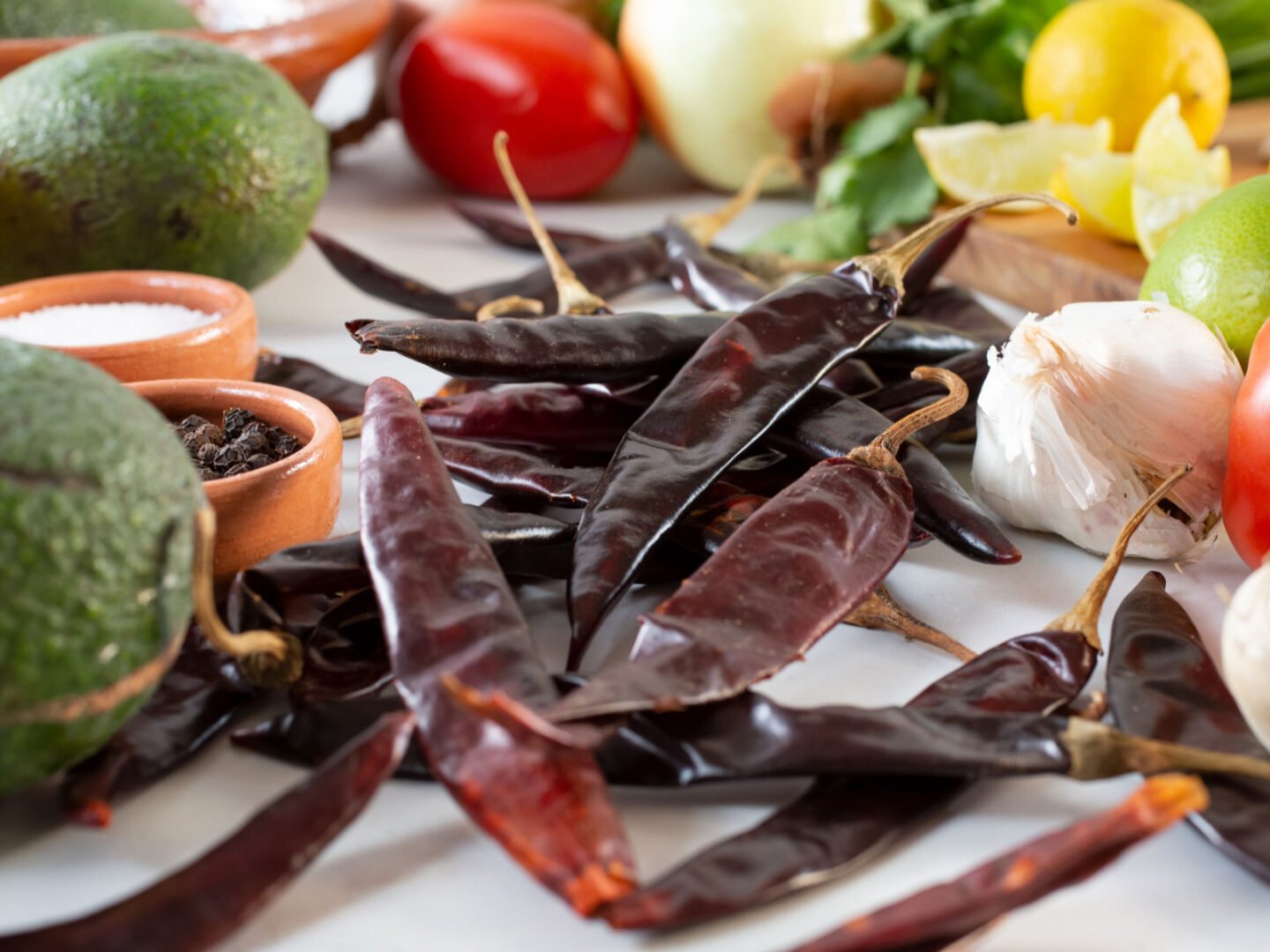 dried puya chile peppers