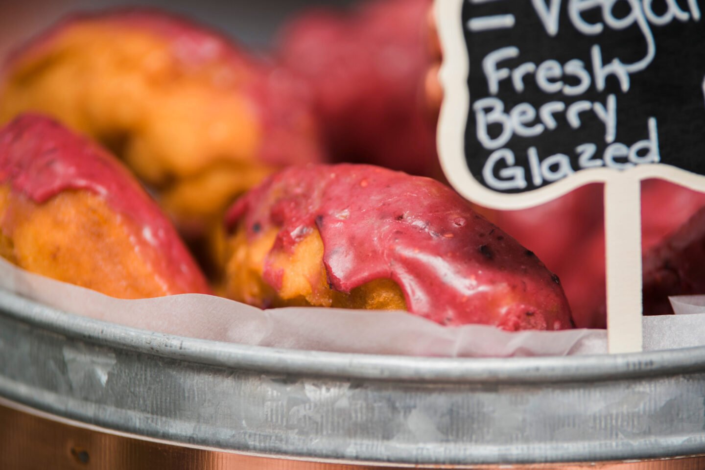 fresh berry glazed vegan donuts