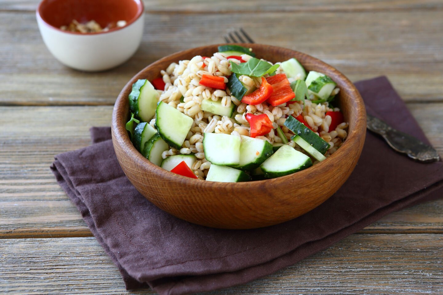 pearl barley salad with vegetables