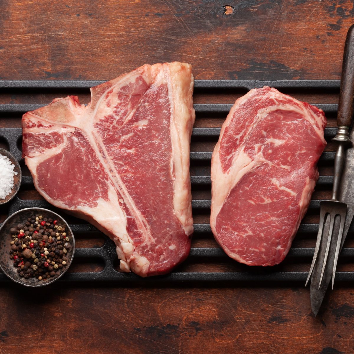 porterhouse and ribeye steaks