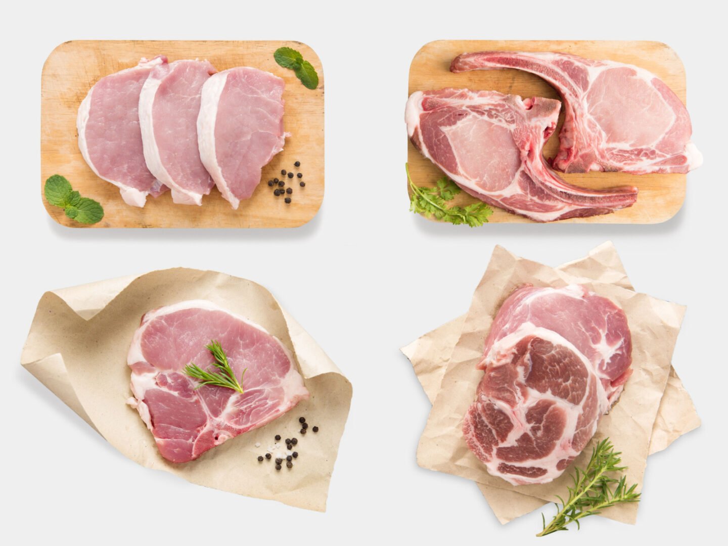 raw pork steak and pork chops