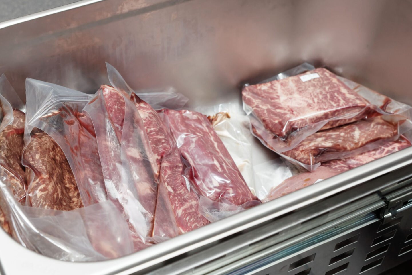 ready to cook steaks in refrigerated drawer