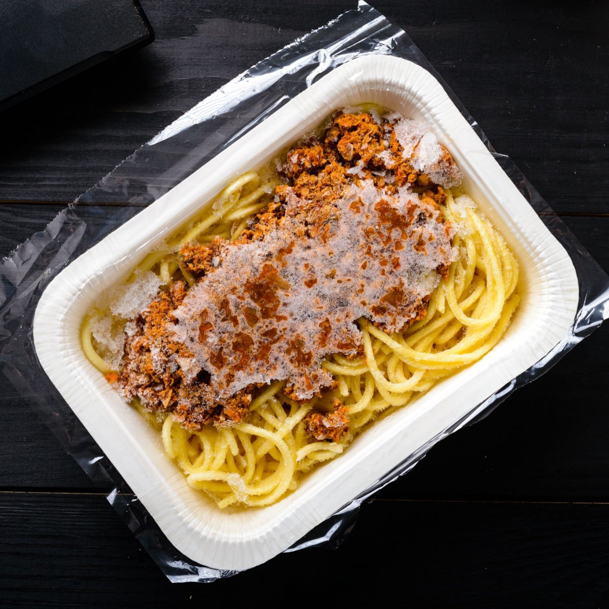 spaghetti wrapped in airtight plastic for longer storage