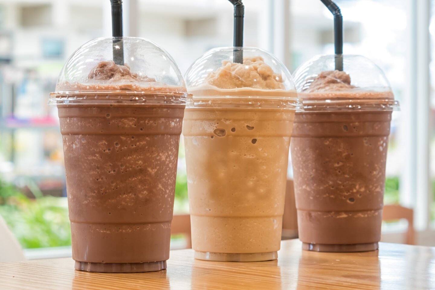 Chocolate,Frappe,And,Frappuccino,On,Wood,Table