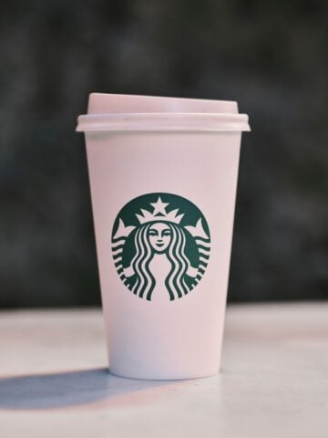 Starbucks Paper Takeaway Cup On White Surface With Shadow 360x480